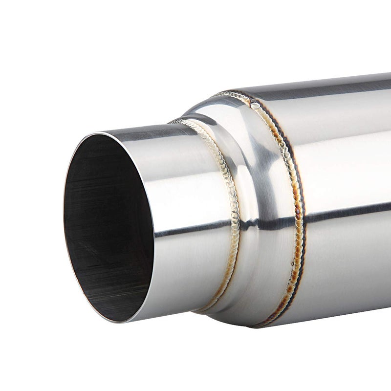 LCGP 3" Inlet Universal Resonator, 3" Outlet 12" Overall Length Stainless Steel Performance Muffler, Polished, Straight Through Design, Deep Tone - Image 3